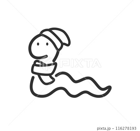 ニット帽とマフラーを付けた蛇のイラスト 116278193