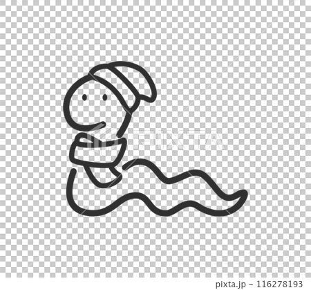 ニット帽とマフラーを付けた蛇のイラスト 116278193