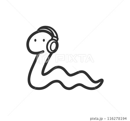 ヘッドホンを付けた蛇のイラスト ヘッドホンを付けた蛇のイラスト 116278194