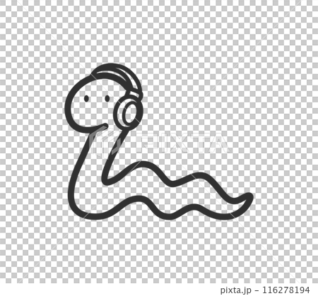 ヘッドホンを付けた蛇のイラスト ヘッドホンを付けた蛇のイラスト 116278194
