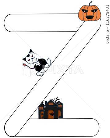 English alphabet in Halloween theme 116278431