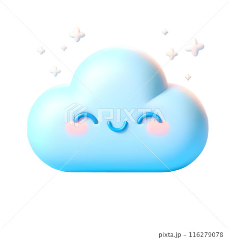 3d cute cloud with stars  116279078