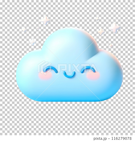3d cute cloud with stars  116279078