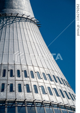 Jested tower on the top of Jested mountain, famous tourist attraction and TV broadcast tower near Liberec in Czech republic 116279262