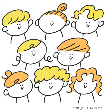 多様性　色々な髪型の子供達　男の子　女の子　ダイバーシティ　ヘアスタイル 116279744