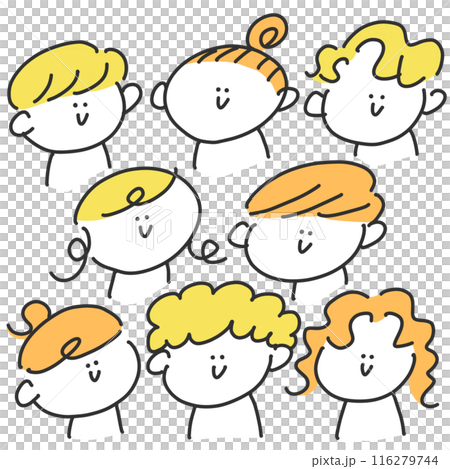 多様性　色々な髪型の子供達　男の子　女の子　ダイバーシティ　ヘアスタイル 116279744