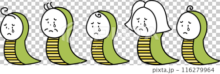 ヘビの着ぐるみを着て涙を流す人々のイラストセット 116279964