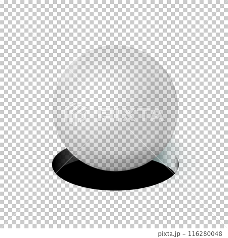 Sphere or ball drops into a black round hole, mockup. Isolated realistic transparent template, for location on any image or background. Orb icon. Clean design. Png 116280048