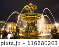 パリ・コンコルド広場の噴水ライトアップ 116280263