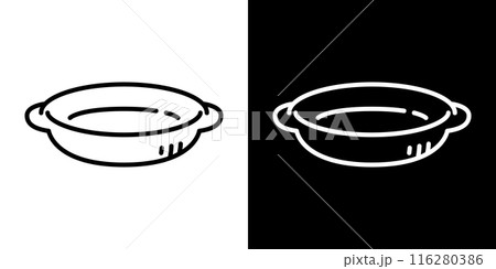 シンプルなグラタン皿のラインアイコン 116280386