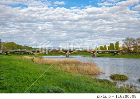 Transport bridge over Uzh River in Uzhhorod, Ukraine. Transport bridge over Uzh River in Uzhhorod, Ukraine. 116280509