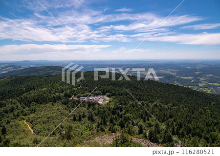 Scenic landscape of northern Czech republic, view from the peak of Jested mountain near Liberec Scenic landscape of northern Czech republic, view from the peak of Jested mountain near Liberec 116280521