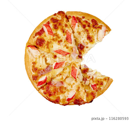 Ham&Crab Sticks pizza on isolated 116280593
