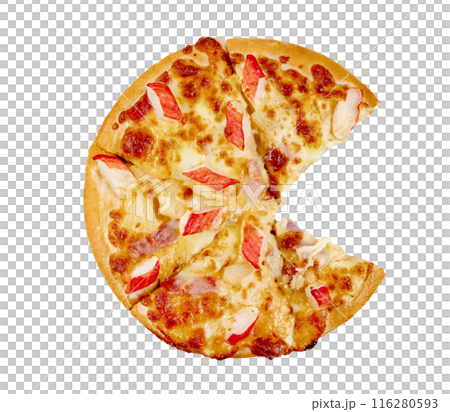 Ham&Crab Sticks pizza on isolated 116280593