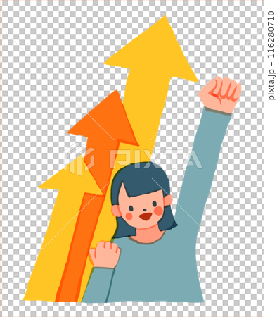 上昇する矢印と上を目指す女性 116280710