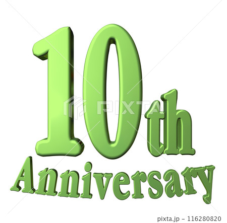 3DCG文字「10th Anniversary/10周年」グリーン,緑 3DCG文字「10th Anniversary/10周年」グリーン,緑 116280820
