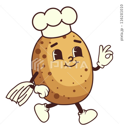 Cartoon potato chef with Ok gesture 116281010
