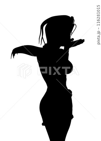 Cartoon girl blow a kiss silhouette 116281015