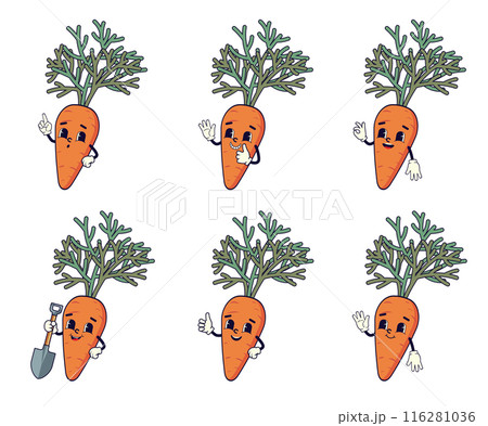 Cartoon carrot with funny face set 116281036