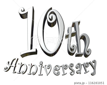3DCG文字「10th Anniversary/10周年」シルバー,銀 3DCG文字「10th Anniversary/10周年」シルバー,銀 116281051
