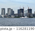 東京湾から見た建設中の高層ビルとクルーズ船 116281190