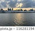 夕日に照らされる東京湾と臨海都市 116281194