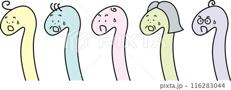 びっくりして驚くヘビのイラストセット 116283044