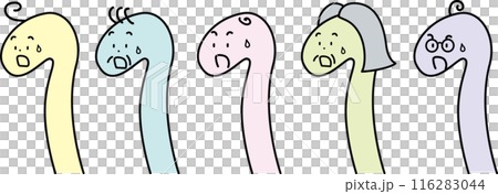 びっくりして驚くヘビのイラストセット 116283044