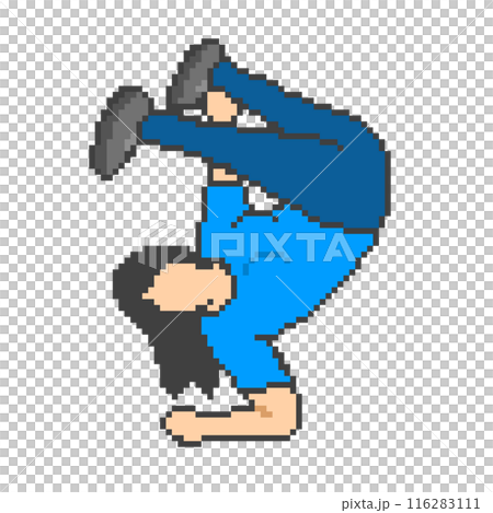 女子霹靂舞_像素藝術(藍色衣服) 女子霹靂舞_像素藝術(藍色衣服) 116283111