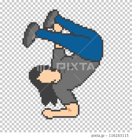 ブレイクダンスをする女性_ドット絵(黒い服) 116283115