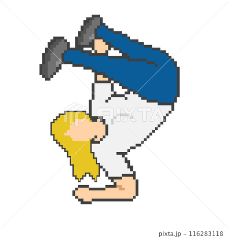 ブレイクダンスをする女性_ドット絵(金髪) 116283118