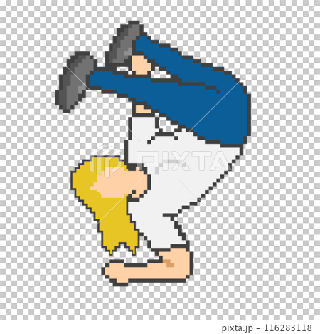 ブレイクダンスをする女性_ドット絵(金髪) 116283118