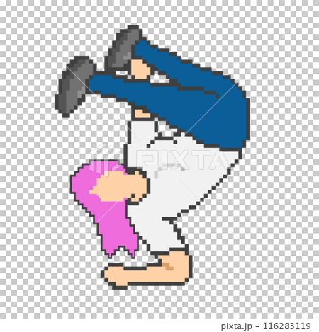 ブレイクダンスをする女性_ドット絵(ピンクの髪) 116283119