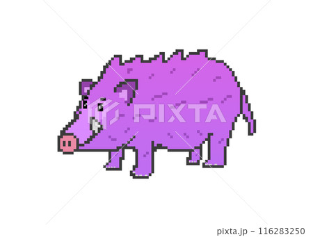 イノシシ_ドット絵(紫) 116283250