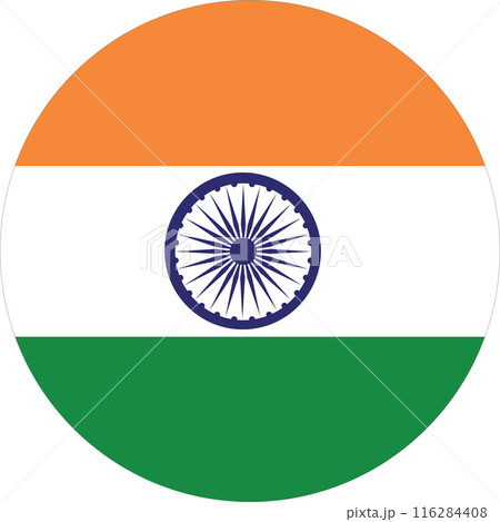 Flag of India round icon, banner vector illustration. 116284408