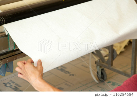 住宅のクロスを準備する職人 116284584