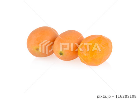 Fresh Peeled Sweet Yellow Marian Plum Fruit or Plum Mango. Fresh Peeled Sweet Yellow Marian Plum Fruit or Plum Mango. 116285109