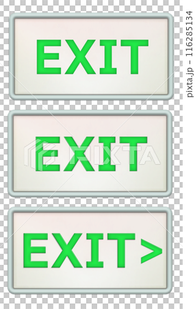 Set of EXIT signs with different appearance of letters on white background 116285134