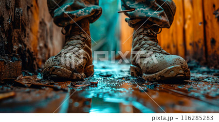 War, trench warfare, mud and slush - AI generated image 116285283