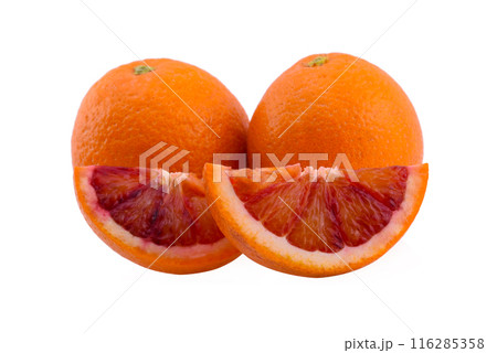 Blood orange fruit isolated on white background 116285358