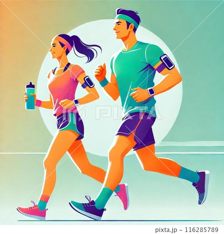 ランニングする男女 116285789