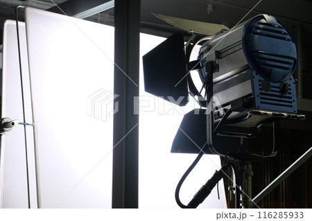 Photo studio with professional equipment and lighting equipment for live show or cinema Photo studio with professional equipment and lighting equipment for live show or cinema 116285933