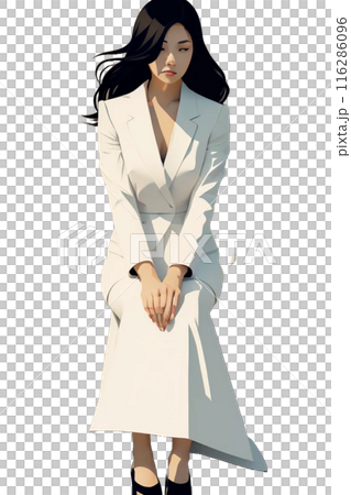 穿著西裝的憤怒的年輕女子 116286096