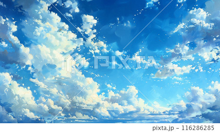 青い空と雲のデジタルアート 青い空と雲のデジタルアート 116286285