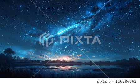 夜空の流れ星のデジタルアート 116286362