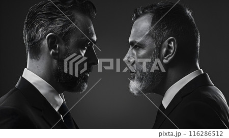 対立する2人のビジネスマン	 116286512