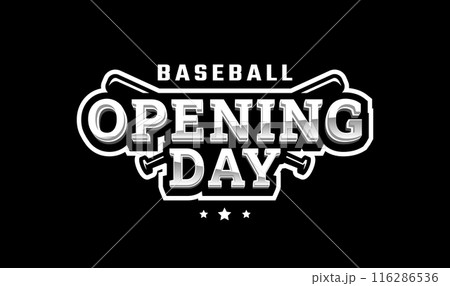 Opening day, baseball logo, emblem on a dark background. Opening day, baseball logo, emblem on a dark background. 116286536