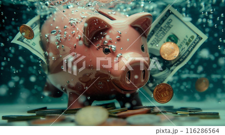 金融危機とブタの貯金箱	 金融危機とブタの貯金箱	 116286564