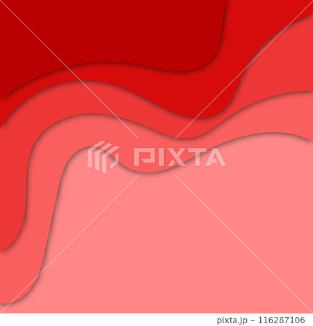 Cut paper background. Abstract realistic paper decoration for design with cardboard texture of wavy red layers. eps 10 116287106