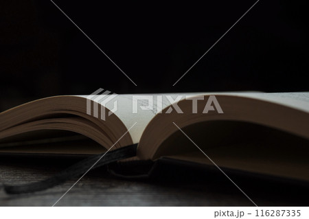 open book close up with bookmark. High quality photo 116287335